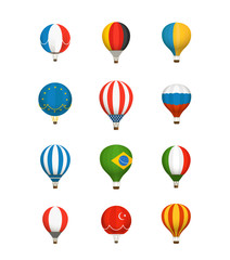 Different color baloons vector collection. National flags