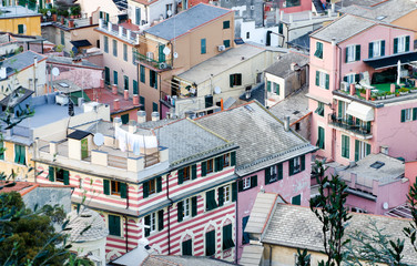 Obraz premium Typical homes of Monterosso, aerial view - Cinque Terre