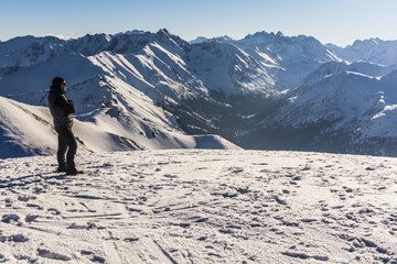 Hiker admires the view.