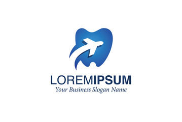 Dental Travel Plane Logo Design Vector or Travel Logo