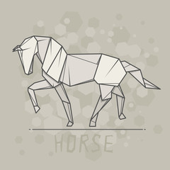Vector illustration paper origami of horse.