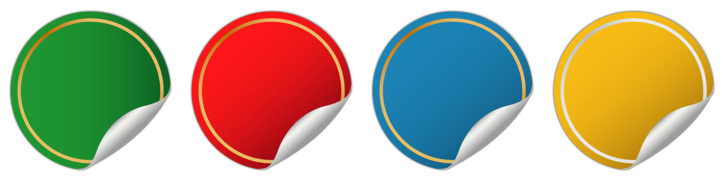 set of different colored round banners