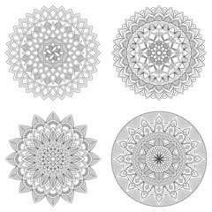 Set of floral mandalas, vector illustration