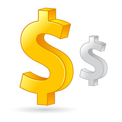 Golden And Silver Dollar Currency Money Symbol