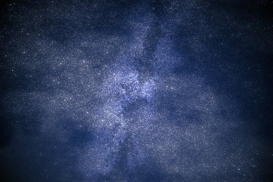 Fototapeta Illustration of night sky. Universe and outer space background.