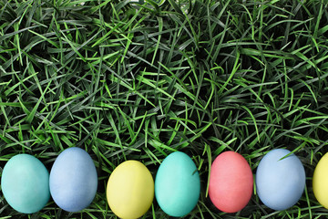 Easter Eggs Lying in Grss