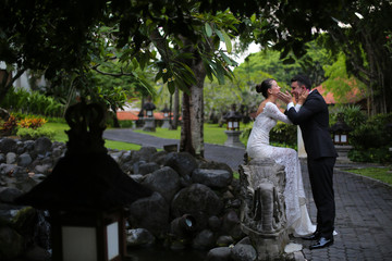 Bride and groom in Bali on their honeymoon