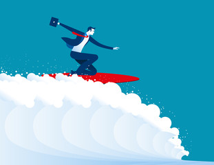 illustration of businessmen surfing