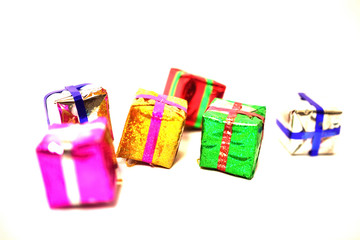 Fototapeta na wymiar Group of Christmas gifts isolated on white