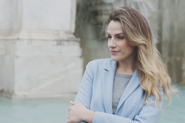 Pictures of younf woman during trip in Italy, Rome