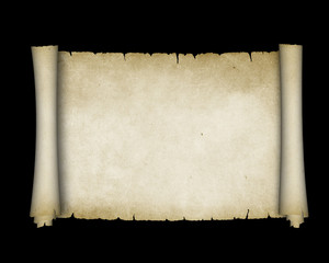 Ancient scroll on a black background.