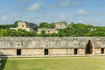 Fototapeta na wymiar sight of of the Mayan archaeological Uxmal enclosure in Yucatan, Mexico