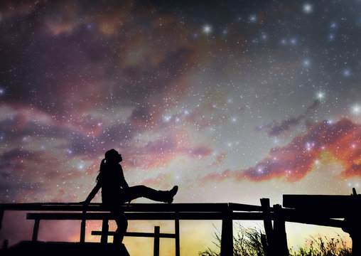 Girl watching the stars