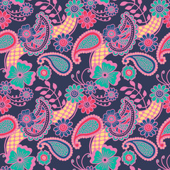 Fototapeta premium Paisley seamless colorful pattern