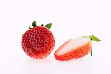 Fresh strawberries on a white background
