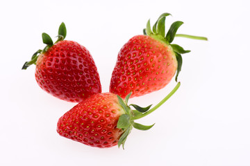 Fresh strawberries on a white background