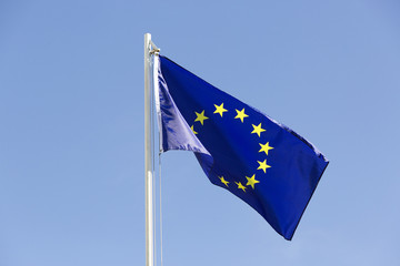 Flag of European Union on a flagpole