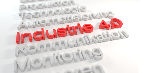 3d Text zu Industrie 4.0 - Automatisierung, Wirtschaft, Technologie - Tiefenschärfe