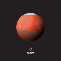 Vector Mars on dark background with symbol