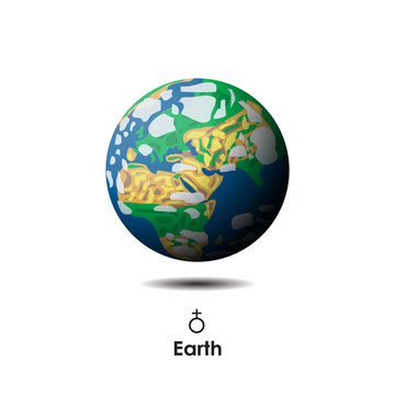 Vector Earth on white background with symbol