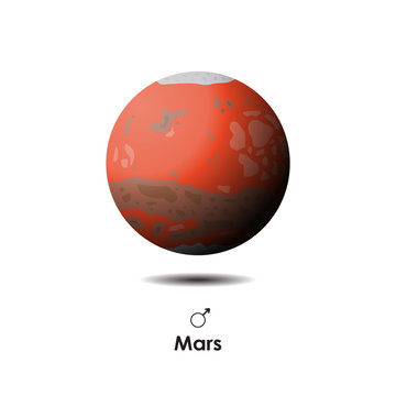 Vector Mars on white background with symbol