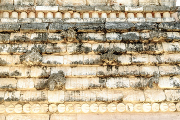 detail of the house of the birds in the Mayan archaeological Uxmal enclosure in Yucatan, Mexico.