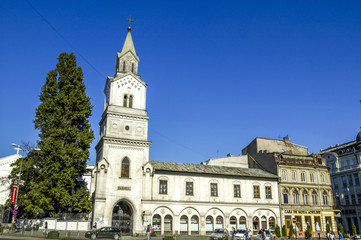 Fototapeta na wymiar Bucuresti, Blvd. 1848, church Baratzia, catholic, Romania, Bucha