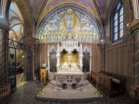 The Holy Trinity Chapel (or The Bela Chapel) in Matthias Church in Budapest, Hungary. King Bela III of Hungary (reign in 1172-1196) and his wife Agnes of Antioch are buried here.