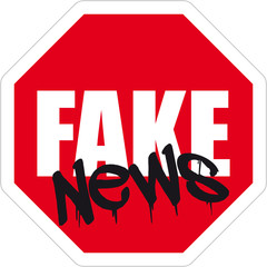 fake news stop sign - obrazy, fototapety, plakaty