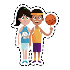 assorted sports people basketball volleyball   icon image vector illustration design 