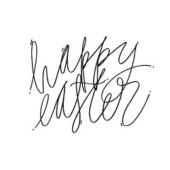 Happy Easter lettering for greeting card. Isolated on white background. Happy easter lettering modern calligraphy style.