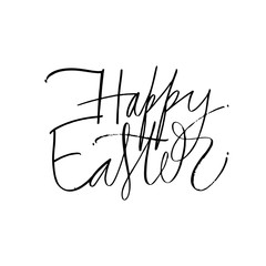 Happy Easter lettering for greeting card. Isolated on white background. Happy easter lettering modern calligraphy style.