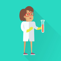 Scientist at Work Vector Flat Style Illustration