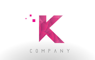 K Letter Logo Design with Purple Dots Pattern.