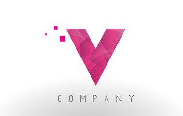 V Letter Logo Design with Purple Dots Pattern.