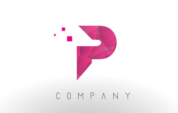P Letter Logo Design with Purple Dots Pattern.