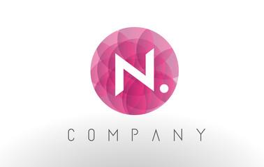 N Letter Logo Design with Circular Purple Pattern.