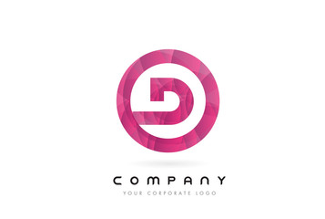 D Letter Logo Design with Circular Purple Pattern.