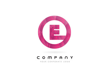 E Letter Logo Design with Circular Purple Pattern.