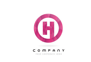 H Letter Logo Design with Circular Purple Pattern.