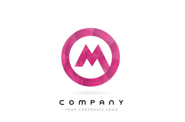 M Letter Logo Design with Circular Purple Pattern.