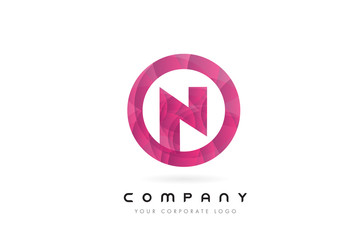 N Letter Logo Design with Circular Purple Pattern.