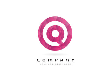 Q Letter Logo Design with Circular Purple Pattern.