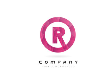R Letter Logo Design with Circular Purple Pattern.