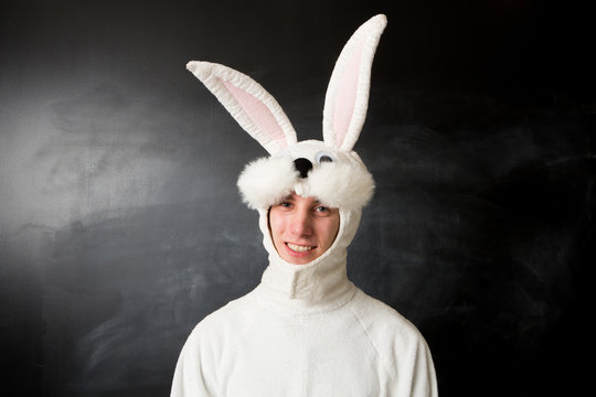 Man In A Rabbit Costume Smiling