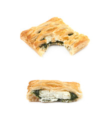 Spinach and cheese bun pastry isolated