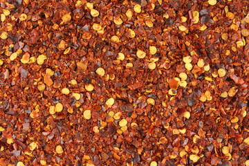 crushed red pepper flakes closeup food background texture