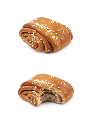Cinnamon roll pastry bun isolated