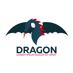 Dragon logo. Chinese dragon. Vector flat illustration.