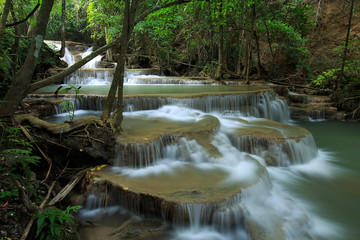 beauty waterfall in nature, huay mae khamin national park thaila
